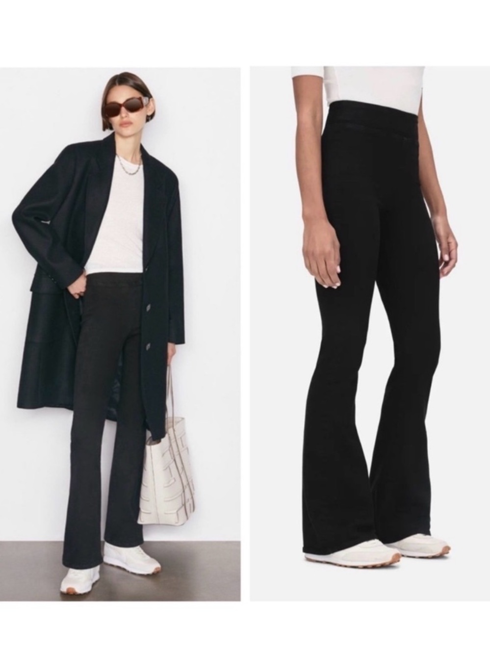 NEW Frame The Jet Set Flare Pull On Jeans Sheen Noir Black size large (2) or 30